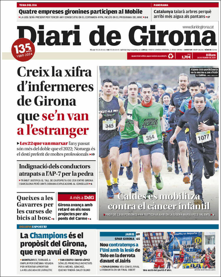 Portada de Diari de Girona (España)