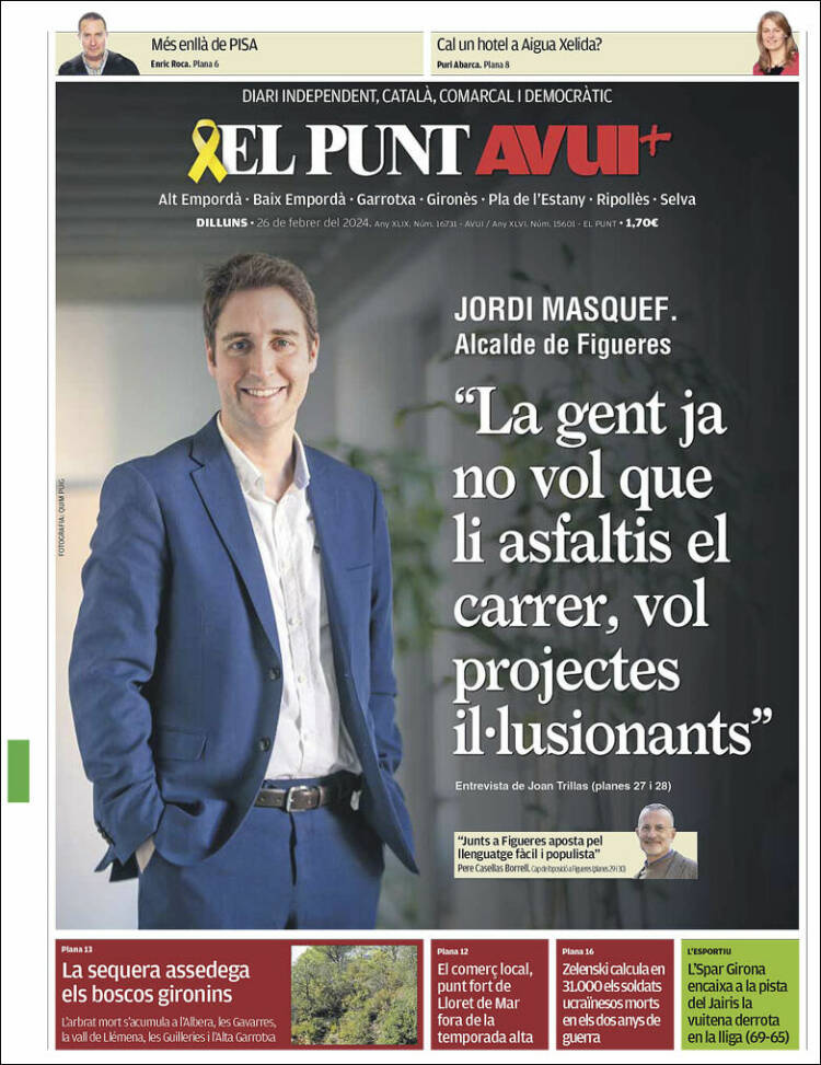 Portada de El Punt Avui - Girona (España)