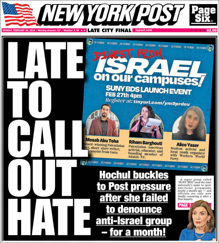 Portada de New York Post (USA)