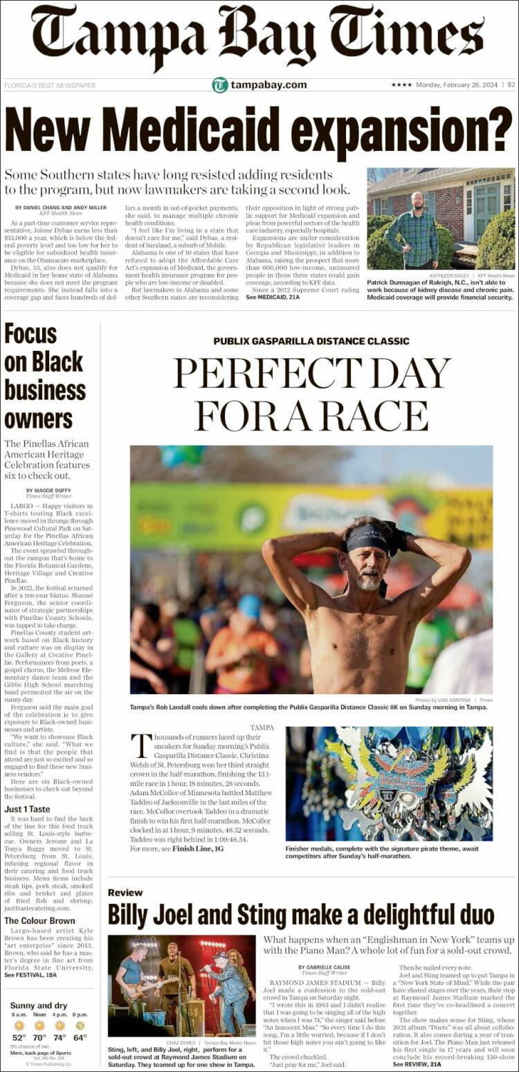 Portada de Tampa Bay Times (USA)