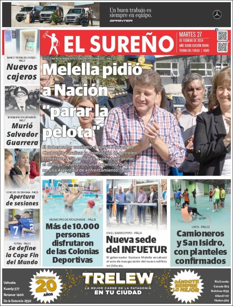 Portada de Diario El Sureño (Argentina)