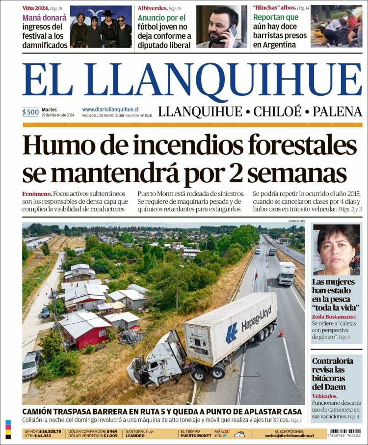 Portada de El Llanquihue (Chile)