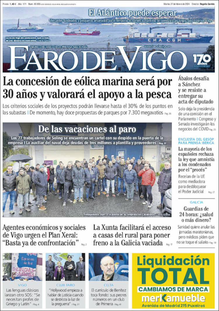 Portada de Faro de Vigo (España)