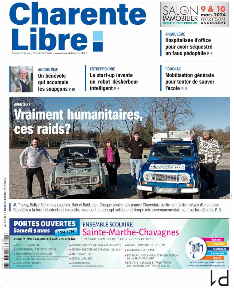 Portada de Charente Libre (Francia)