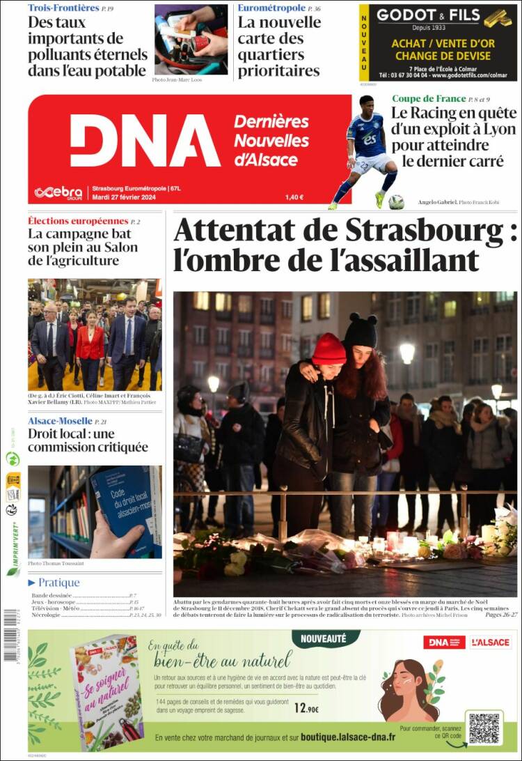 Portada de Les Dernières Nouvelles d'Alsace (Francia)