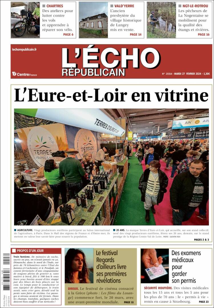 Portada de L'Echo Républicain (Francia)