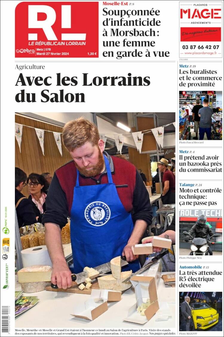 Portada de Le Republicain Lorrain (Francia)