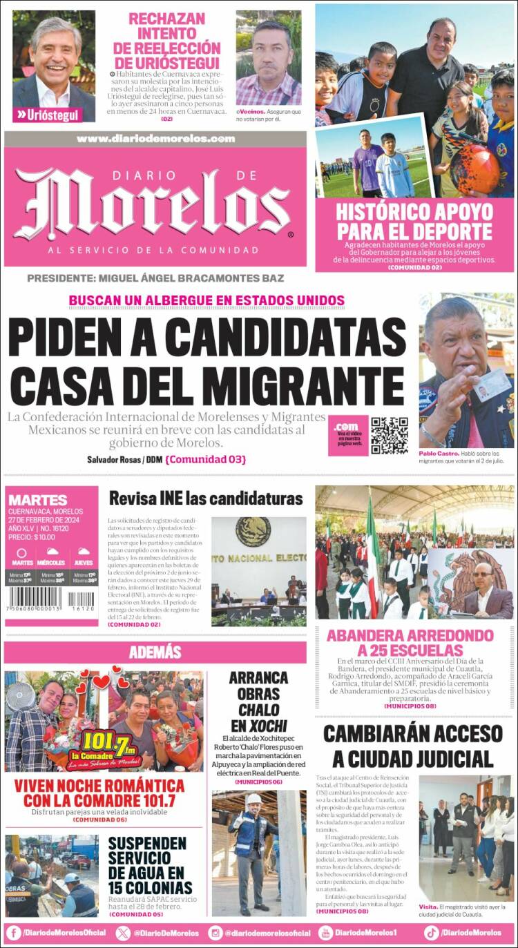 Portada de Diario de Morelos (México)