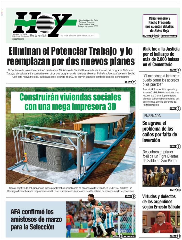 Portada de Diario Hoy (Argentina)