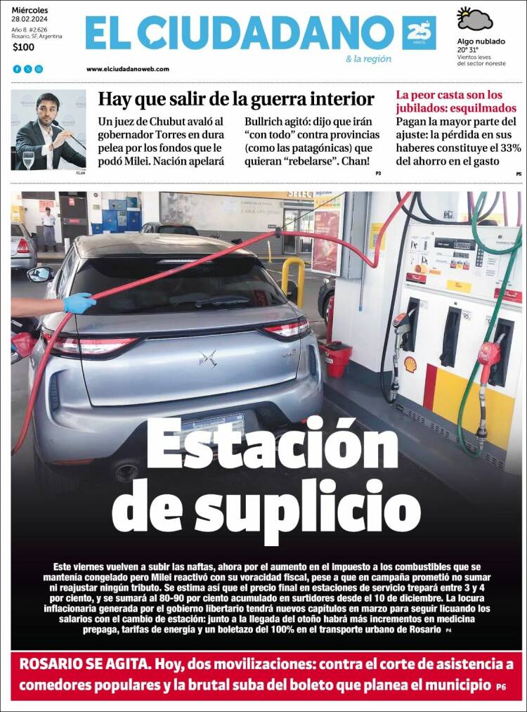 Portada de Diario El Ciudadano (Argentina)
