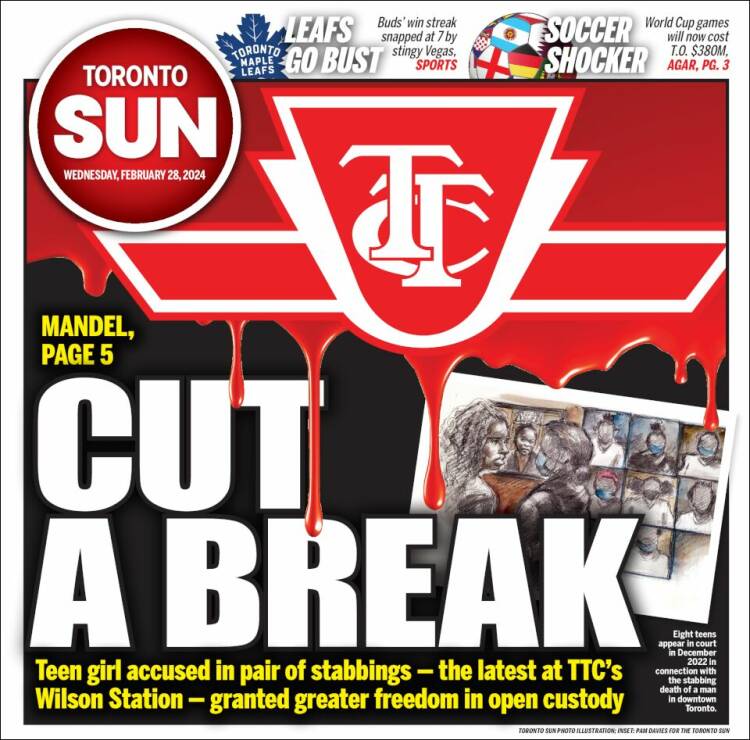 Portada de The Toronto Sun (Canadá)