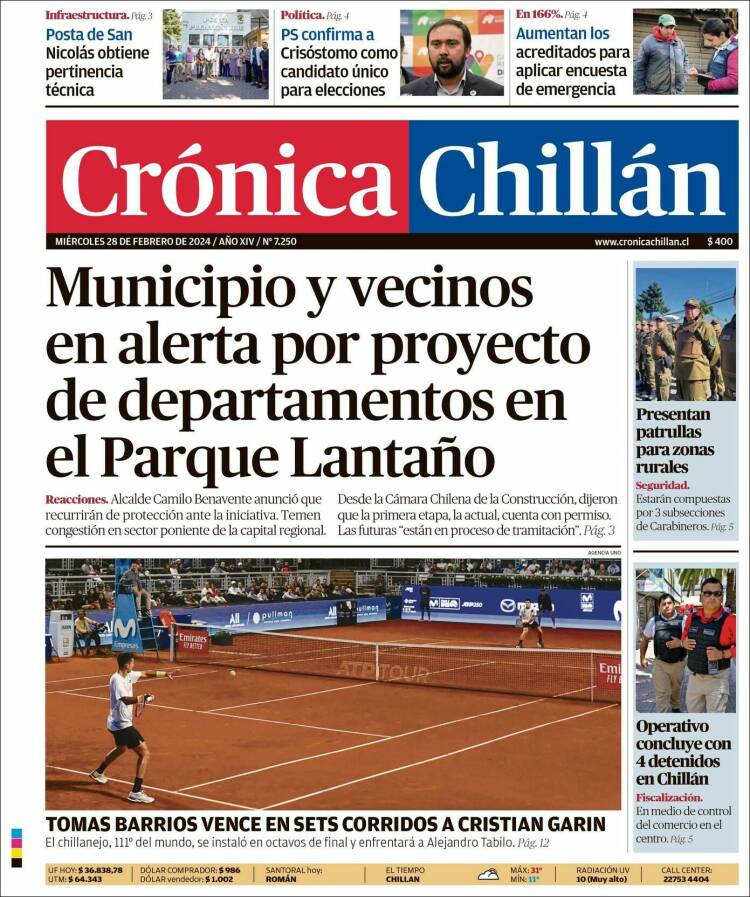 Portada de Crónica Chillán (Chile)