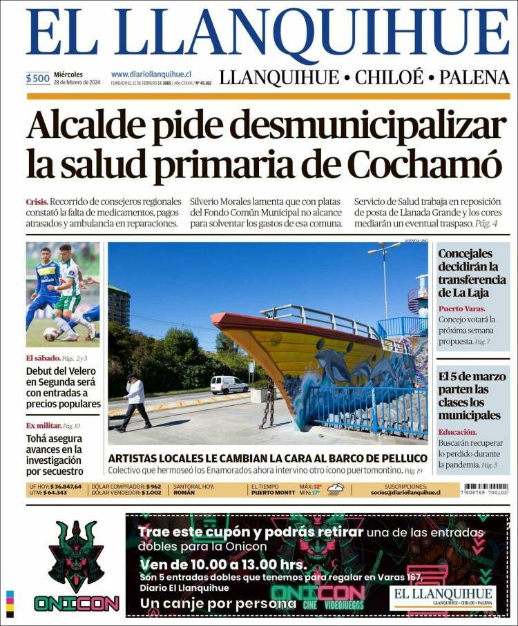 Portada de El Llanquihue (Chile)