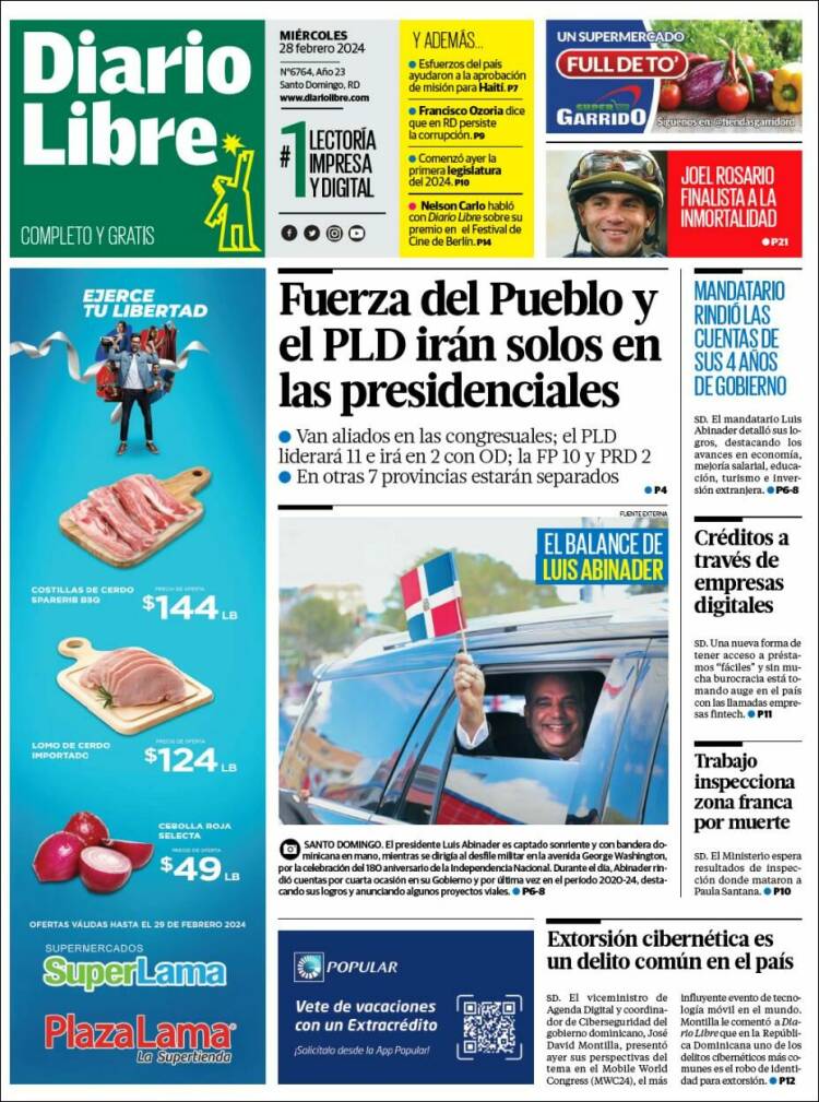 Portada de Diario Libre (R. Dominicana)