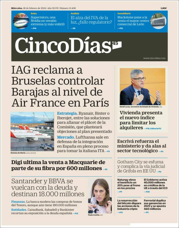 Portada de Cinco Días (Espa&ntilde;a)