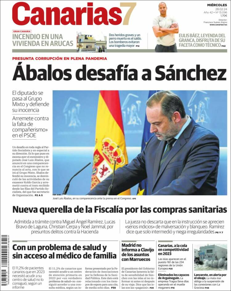 Portada de Canarias 7 (España)