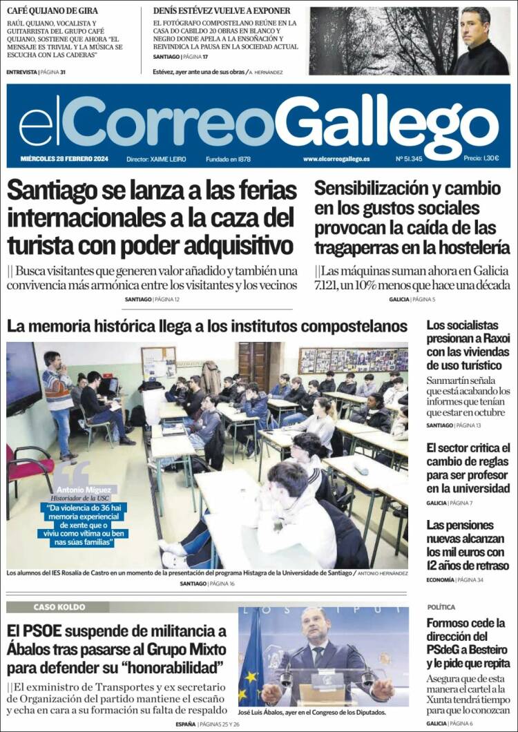 Portada de El Correo Gallego (España)