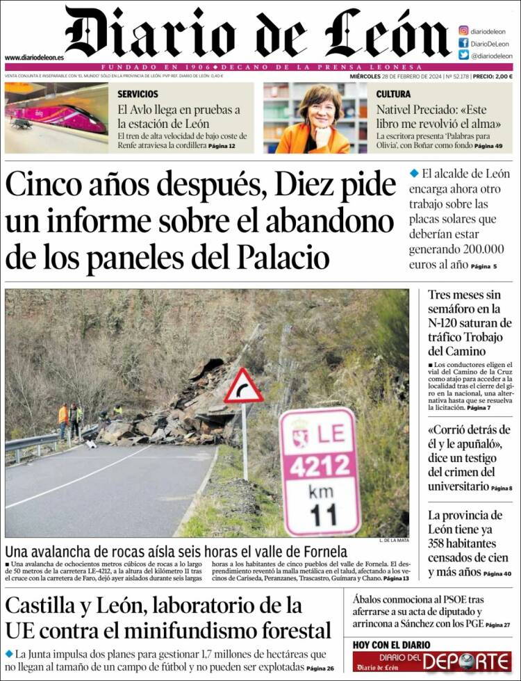 Portada de Diario de León (España)