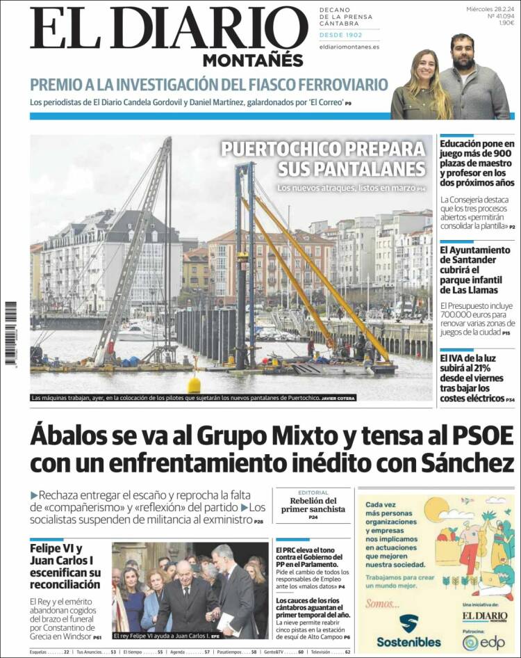 Portada de El Diario Montañés (España)