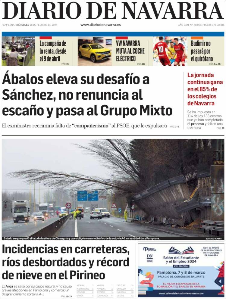 Portada de Diario de Navarra (España)