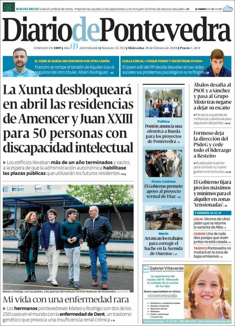 Portada de Diario de Pontevedra (España)