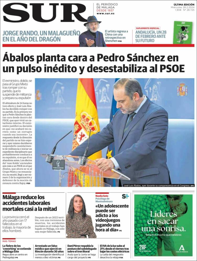 Portada de Diario el Sur (España)