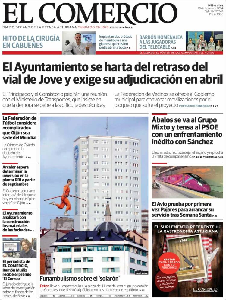 Portada de El Comercio - Gijón (España)