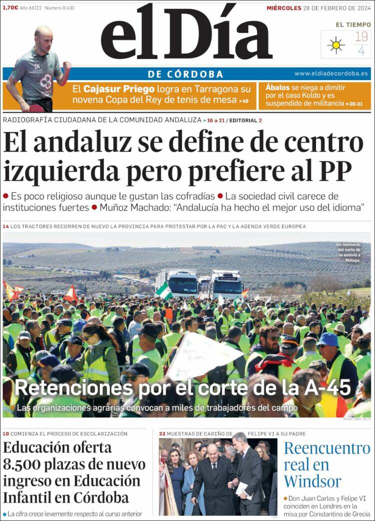 Portada de El Día de Córdoba (España)