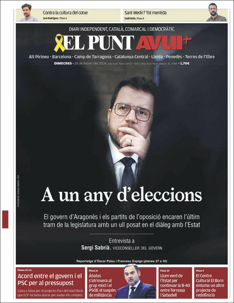 Portada de El Punt Avui (España)