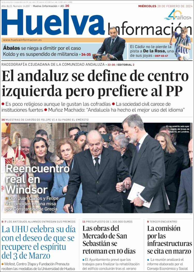 Portada de Huelva Información (España)