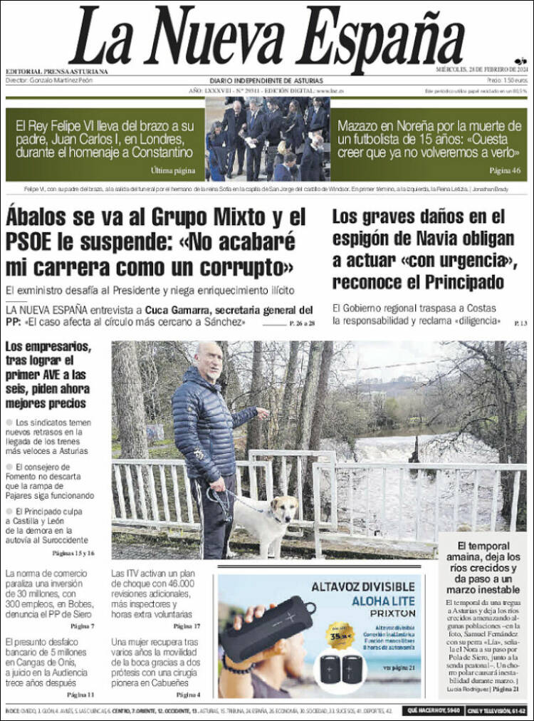 Portada de La Nueva España (España)