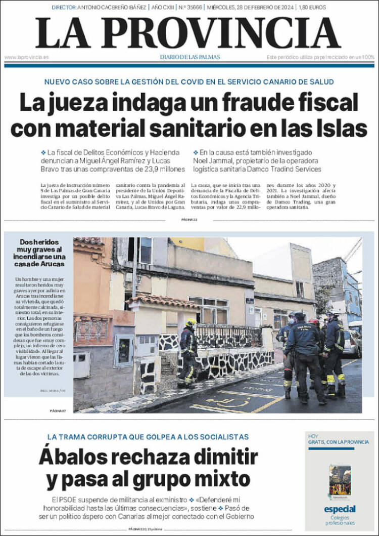 Portada de La Provincia (España)