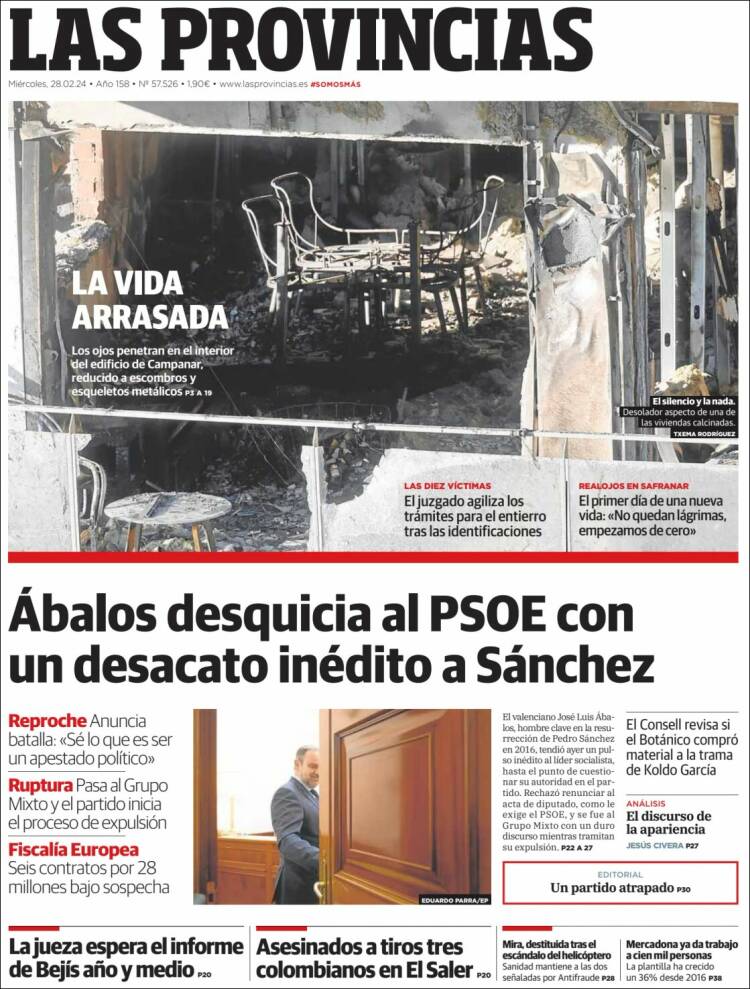 Portada de Las Provincias (España)