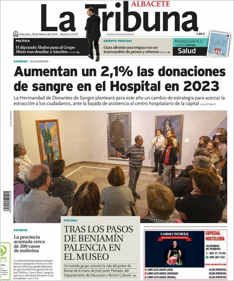 Portada de La Tribuna de Albacete (España)