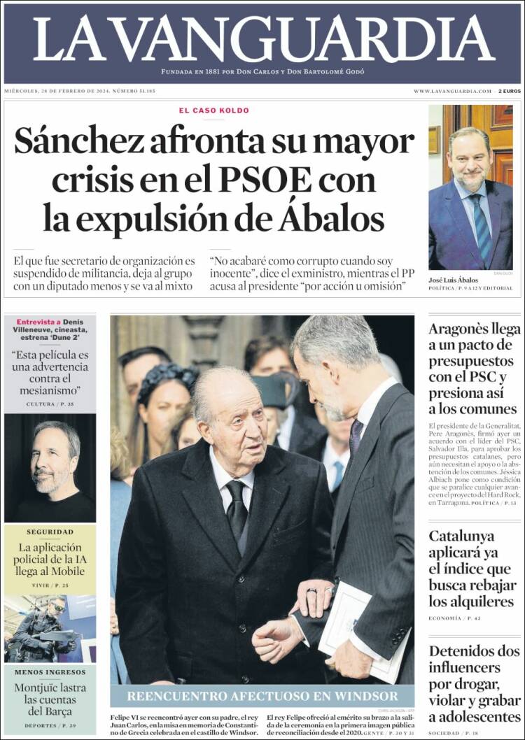 Portada de La Vanguardia (España)