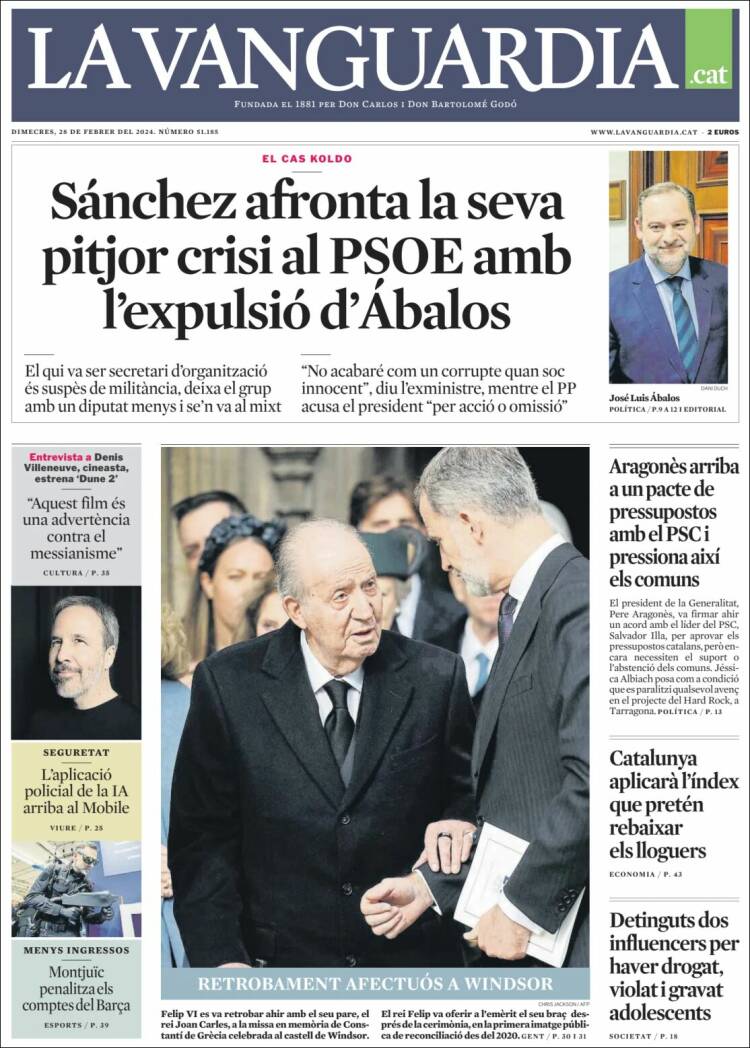 Portada de La Vanguardia (España)