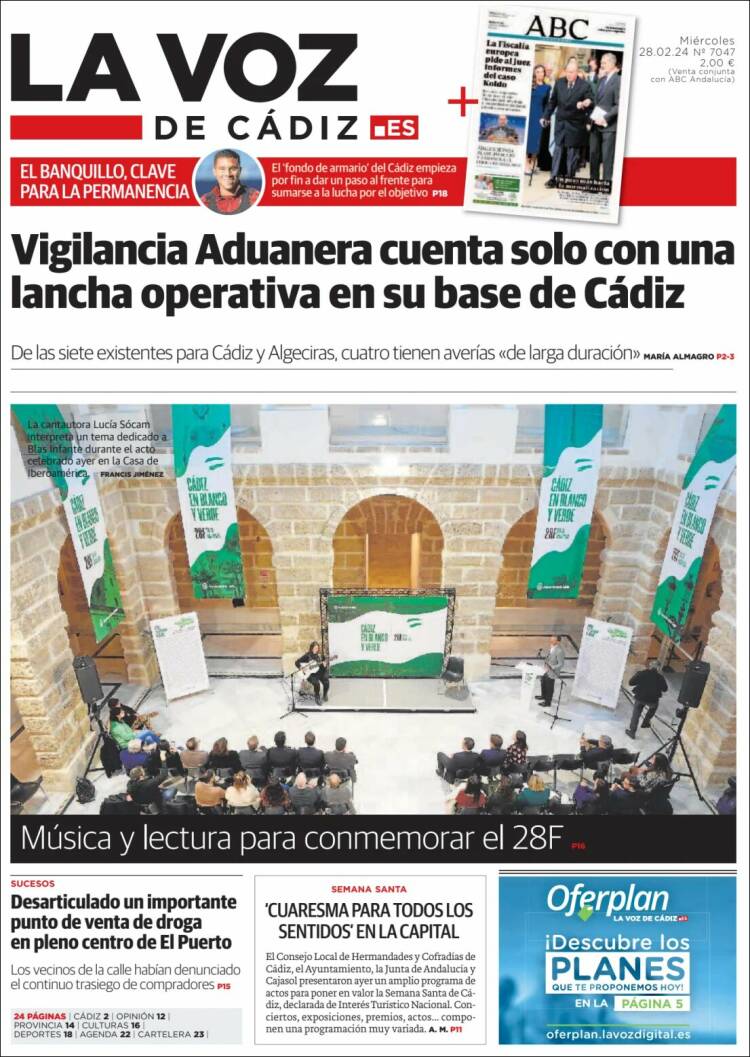 Portada de La Voz de Cádiz (España)