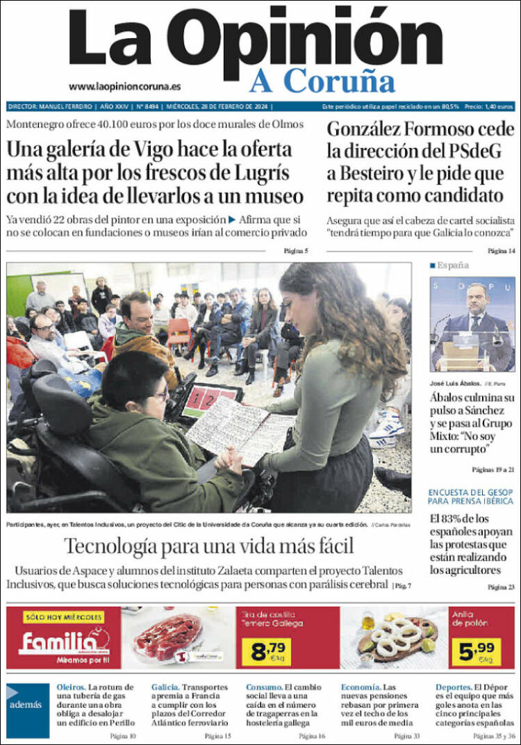 Portada de La Opinión de A Coruña (España)