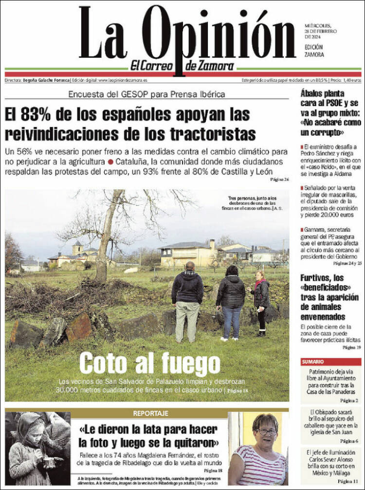 Portada de La Opinión - El Correo de Zamora (España)