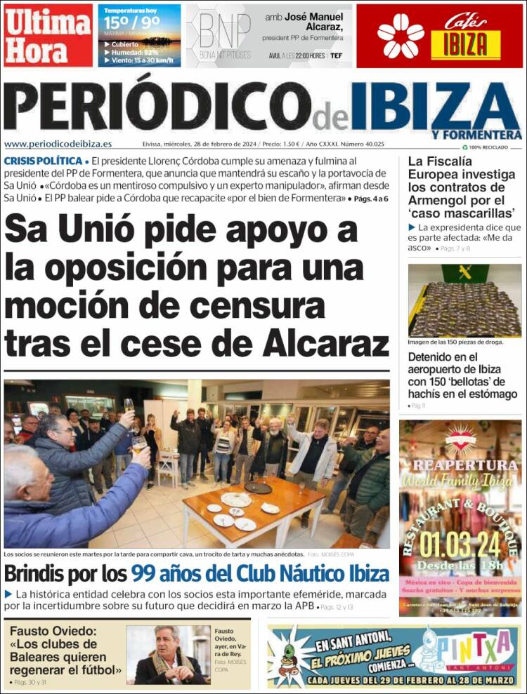 Portada de Periódico de Ibiza (España)