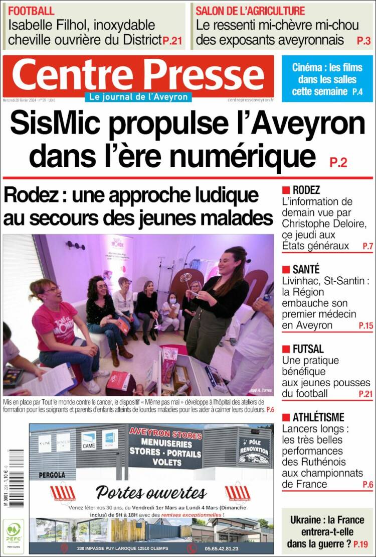 Portada de Centre Presse (Francia)