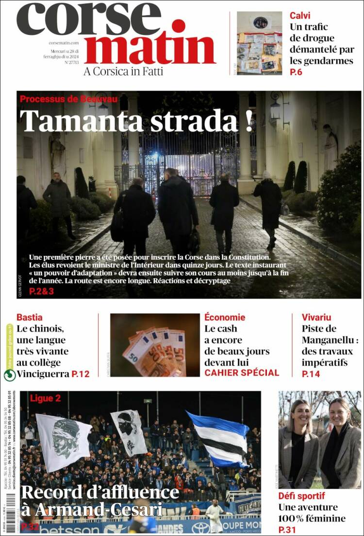 Portada de Corse-Matin (Francia)