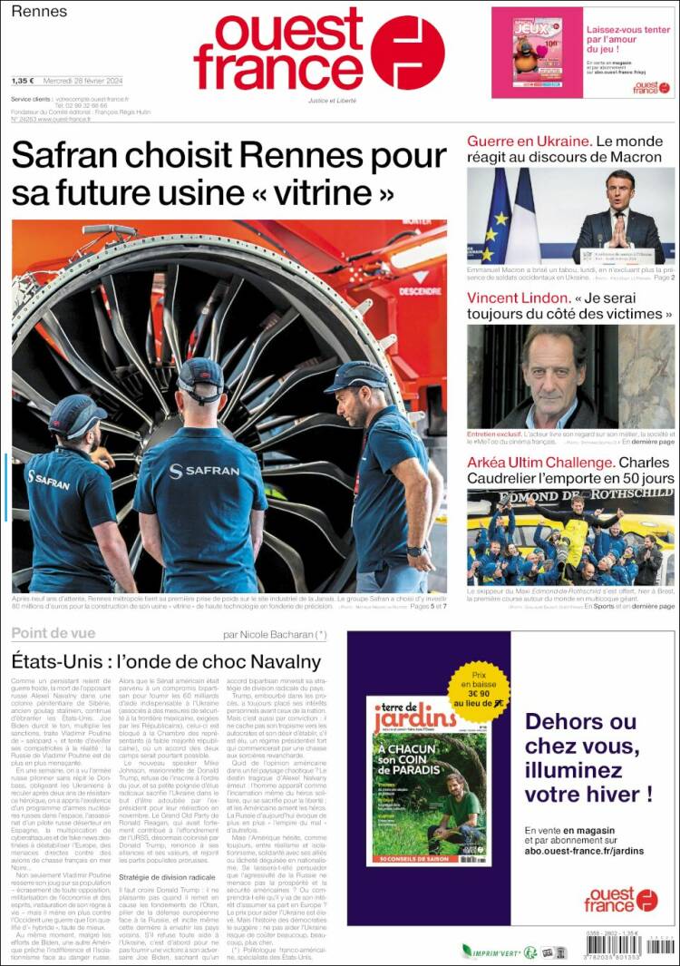 Portada de Ouest France (Francia)