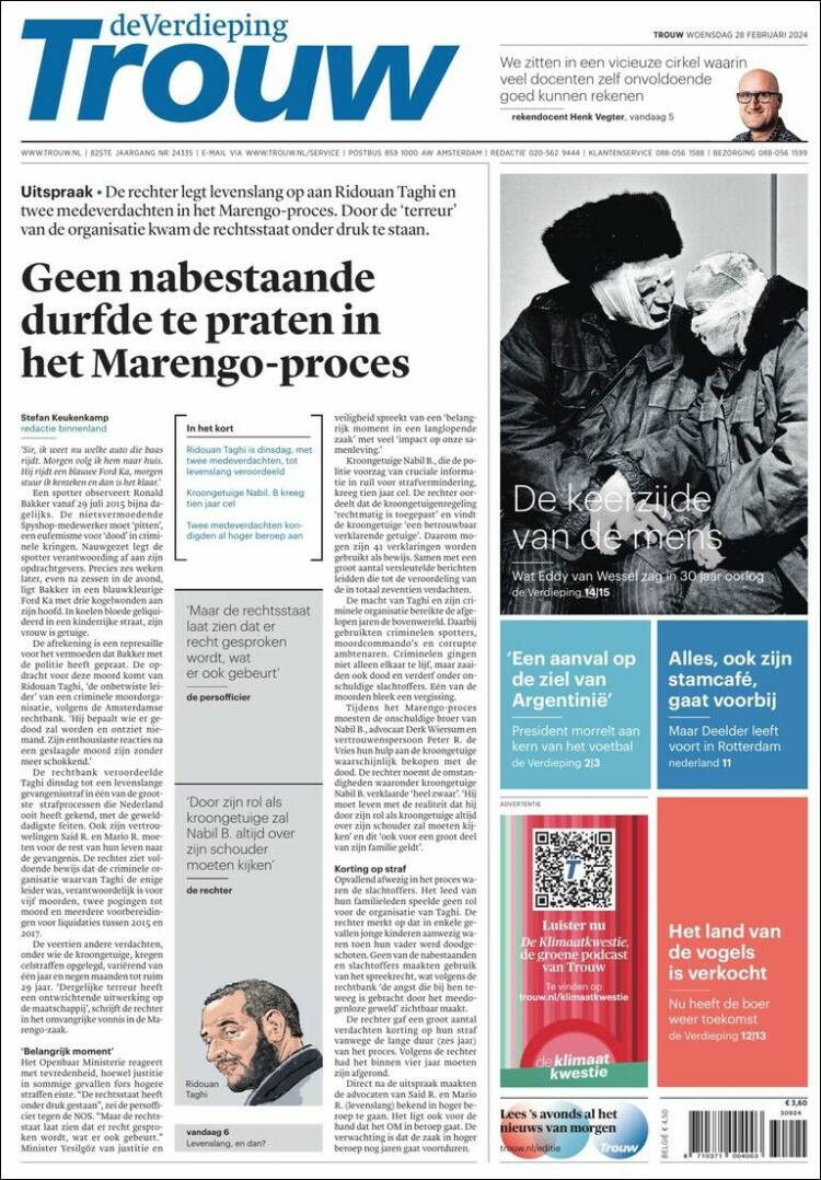 Portada de Trouw (Pa&iacute;ses Bajos)