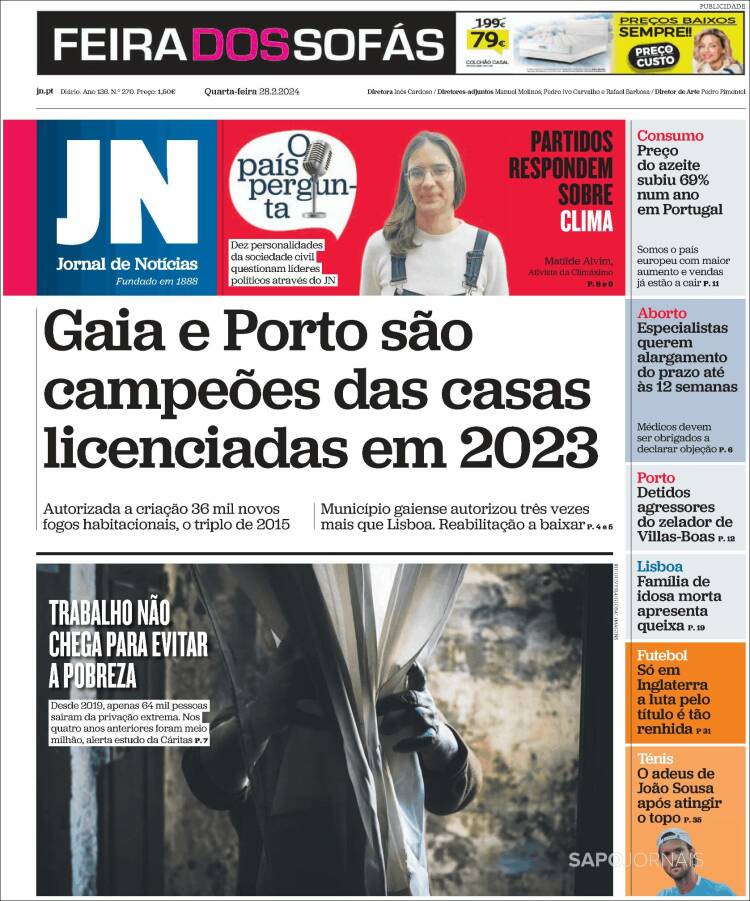 Portada de Jornal de Notícias (Portugal)