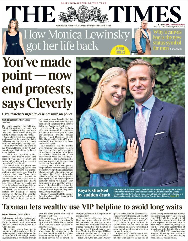 Portada de The Times (Reino Unido)