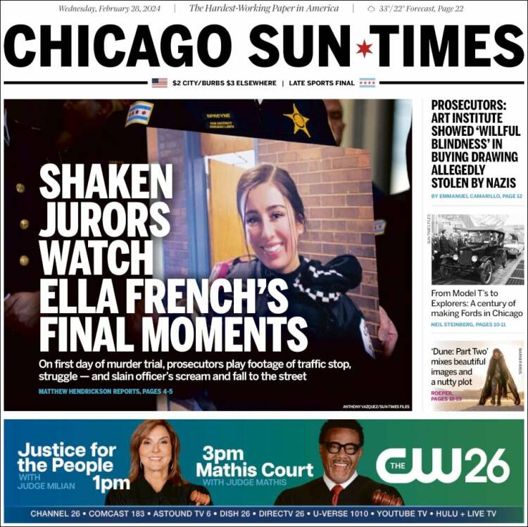 Portada de Chicago Sun-Times (USA)