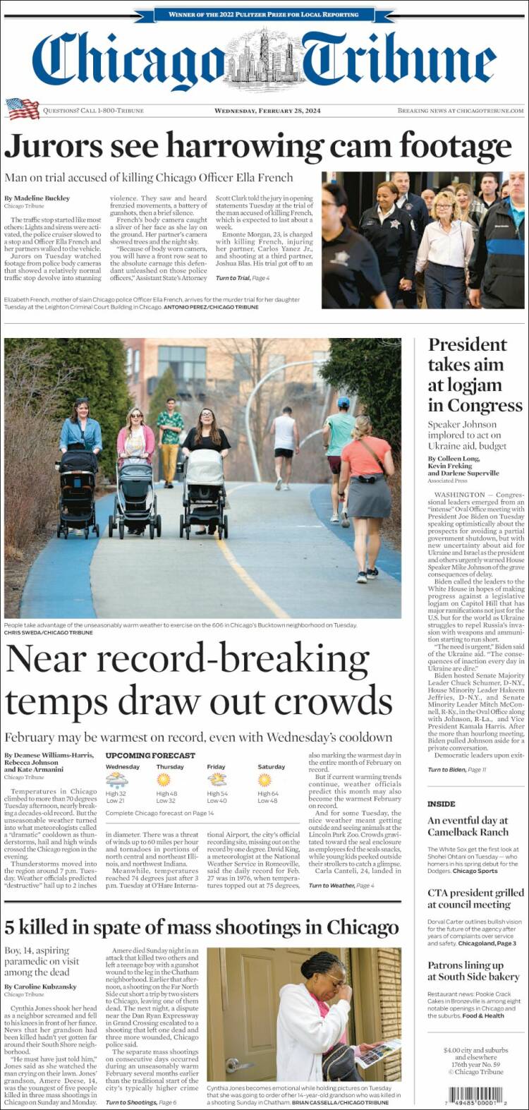 Portada de Chicago Tribune (USA)