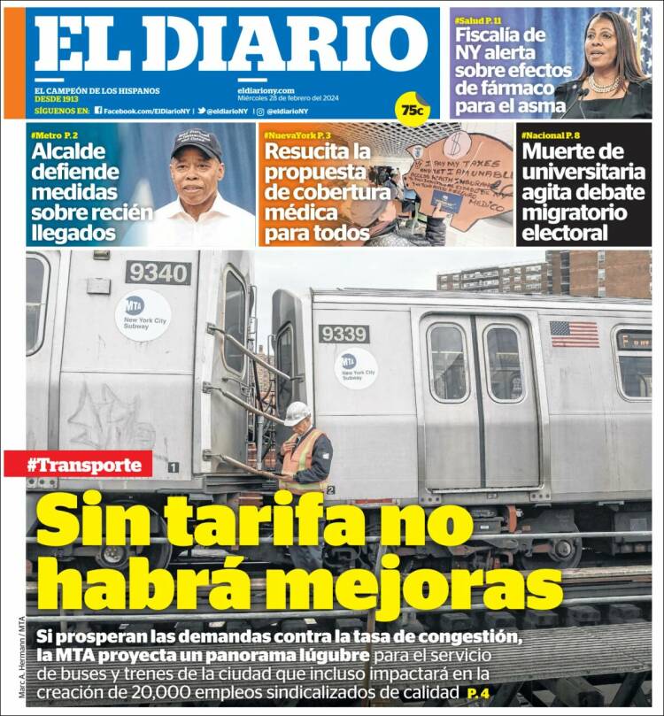 Portada de El Diario NY (USA)