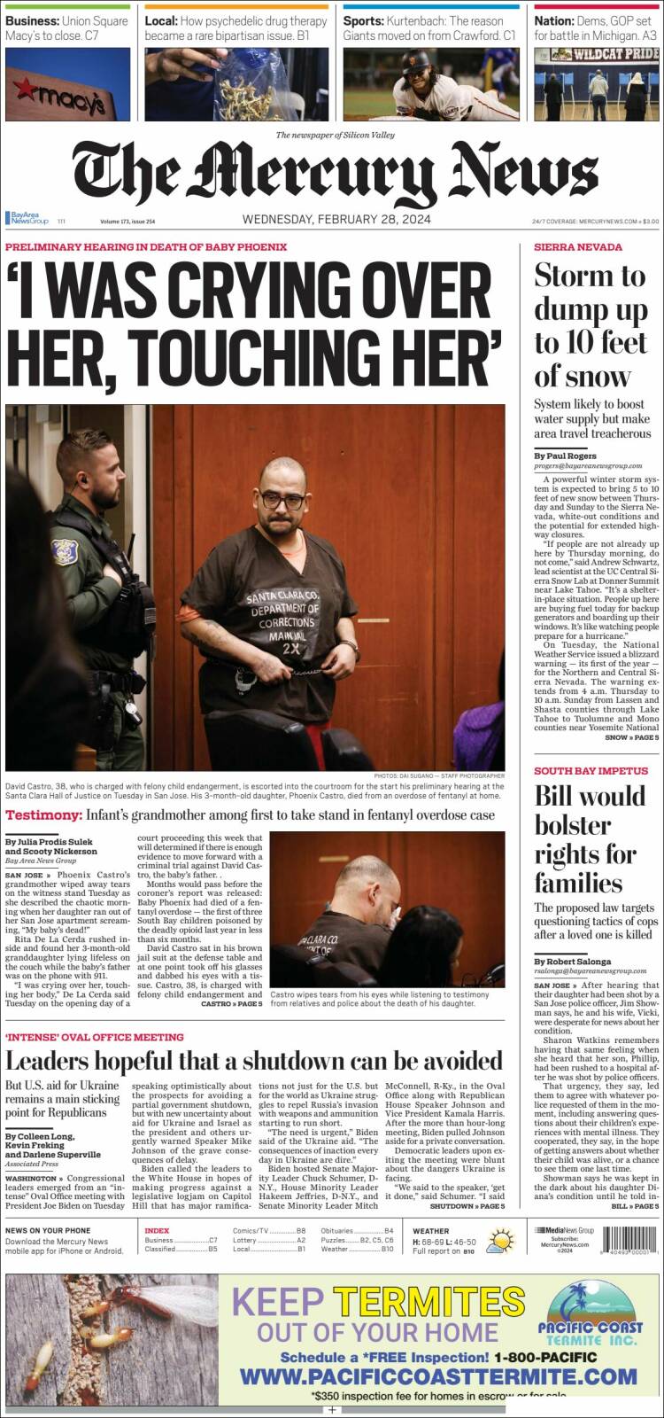 Portada de San Jose Mercury News (USA)